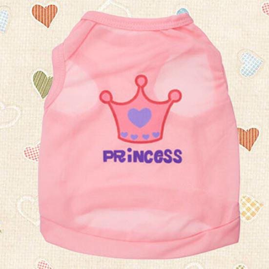 T-shirt Gilet Estivo con Lettera e Corona da Principessa per Cane Gatto Cucciolo Costumi