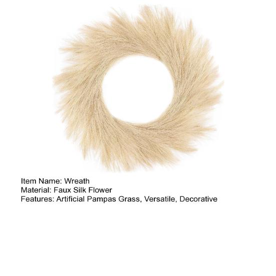 Artificial Pampas Grass Wreath Front Door Wall Mounts DIY Garland