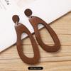 Vintage brown coffee wood stud earrings niche Maillard exaggerated round earrings earrings earrings women
