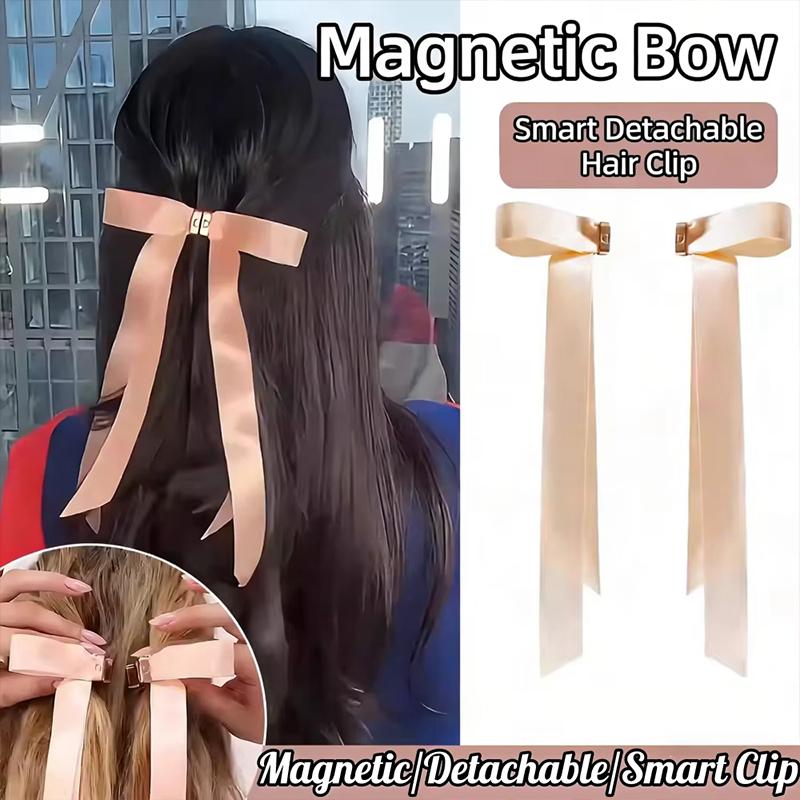 Magnetické sponky do vlasů s mašlí Dlouhé stuhy Neviditelné držení Husté vlasy Elegantní vlasové doplňky Dámské