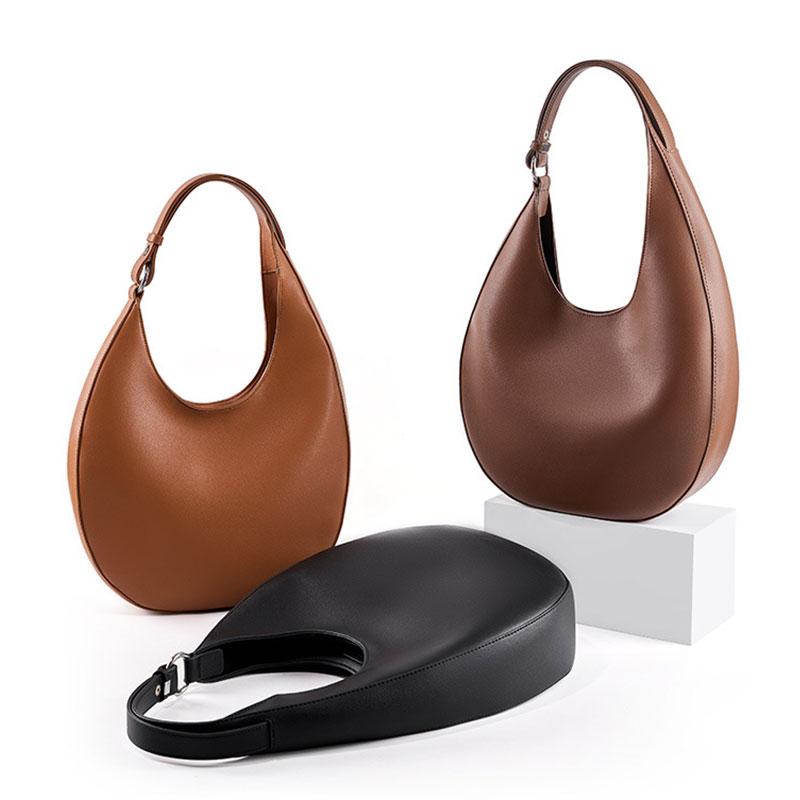 Genuine Leather Women's Bag Luxury Designer Shoulder Bag Fashi Half Mo Handbag Women High Quality Cowhide Tote Bags