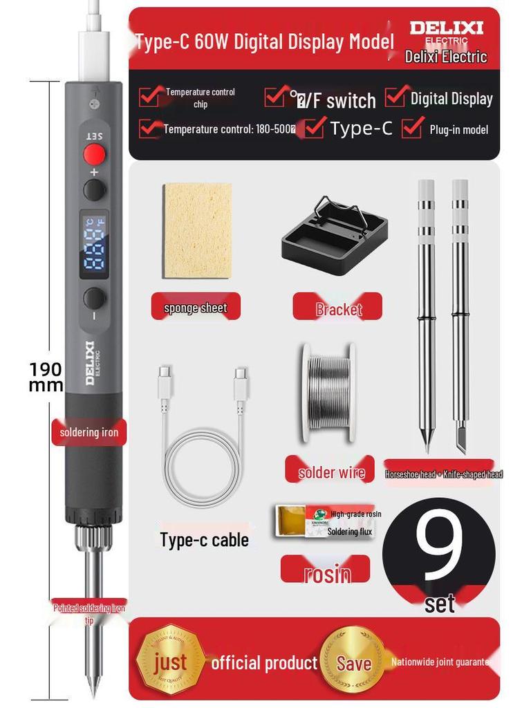 Delixi Electric Wireless USB Soldering Iron - Compact Household Repair Tool for Soldering and Welding