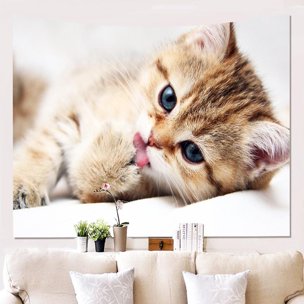 Cute Cat Pattern Tapestry Decoration Background Hanging Cloth Bright Colorful Painting Wall Blanket Picnic Blankets Tablecloths