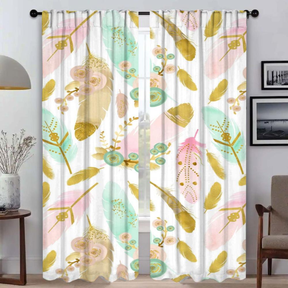 Anti-mosquito Curtains for Living Room Bohemian Style Home Interior Curtains 2 Pieces Partition Tulle for Bedroom Window Curtain