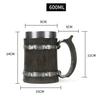 Viking Wood Style Beer Mug 3D Resin Stainless Steel Coffee Cup Wine Glass Metal Double Wall Mug Beer Jug Cup Thermal