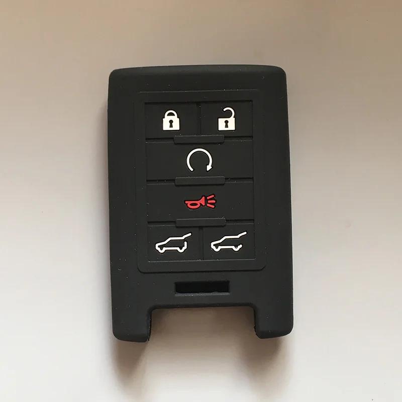 Silicone Rubber Key Cover Case Shell for Cadillac CTS ATS 28T CTS-V Coupe SRX Escalade Keys 6 Buttons Key Case