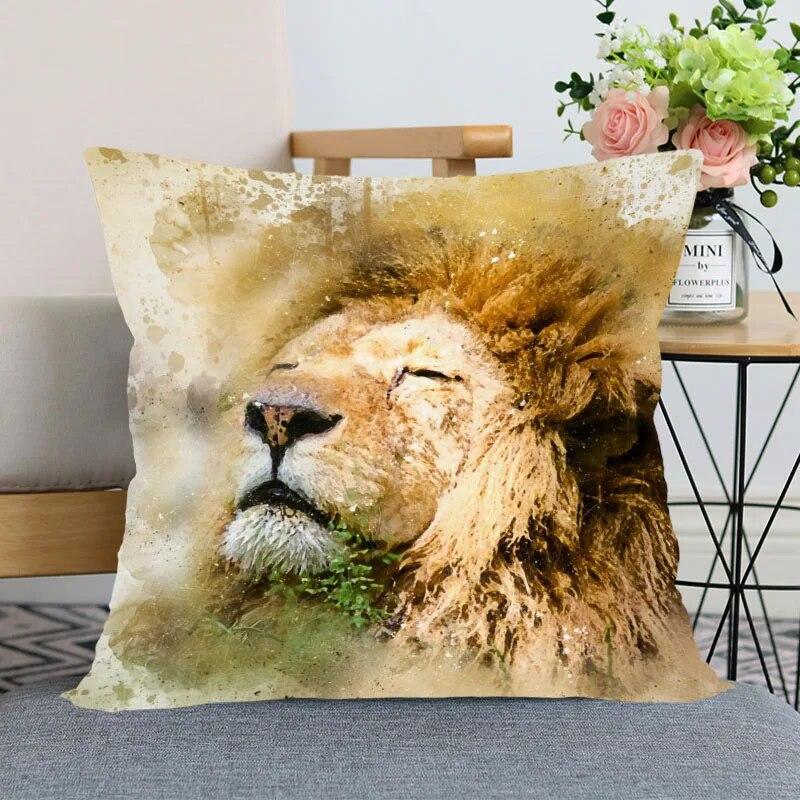 New Arrival Lion Animal Pillowcase Home Decoration  Invisible Zipper