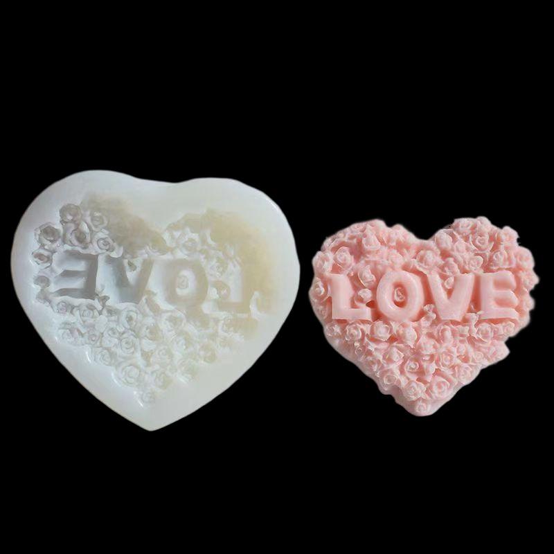 1 szt. Silikonowa forma w kształcie serca róży DIY Miłość Kwiat Świeca Gips Narzędzie do robienia Czekolada Forma do lodu