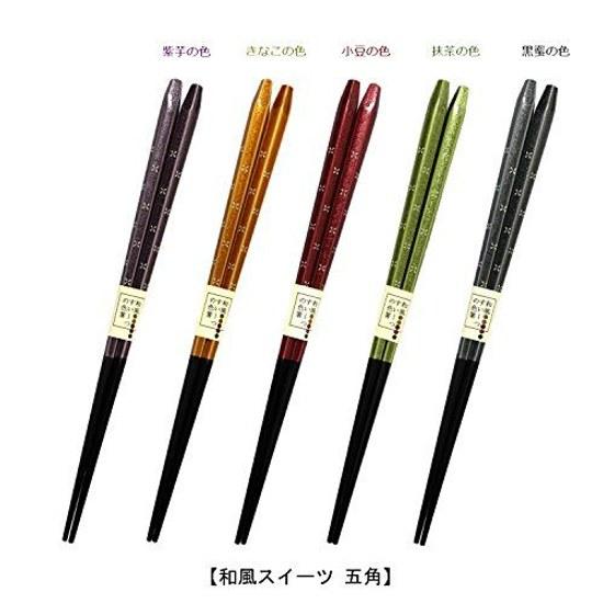 Ishida Japanese-made chopsticks traditional sweets azuki color pentagonal wooden (natural wood) red 23cm