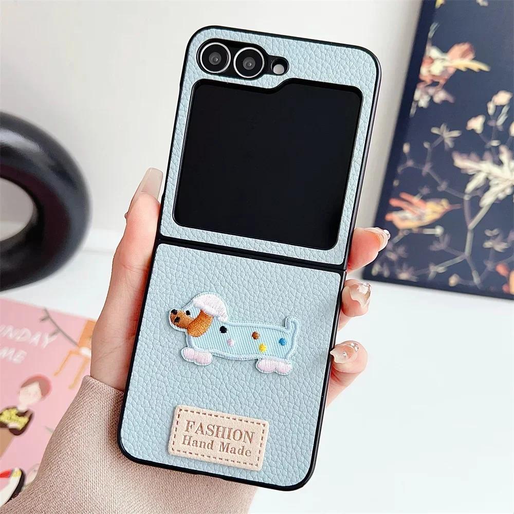 Cartoon Shockproof Leather Phone Case for Samsung for Galaxy Z Flip 6 5 4 3 Flip6 Flip5 Flip4 Flip3 5G Protective Cover