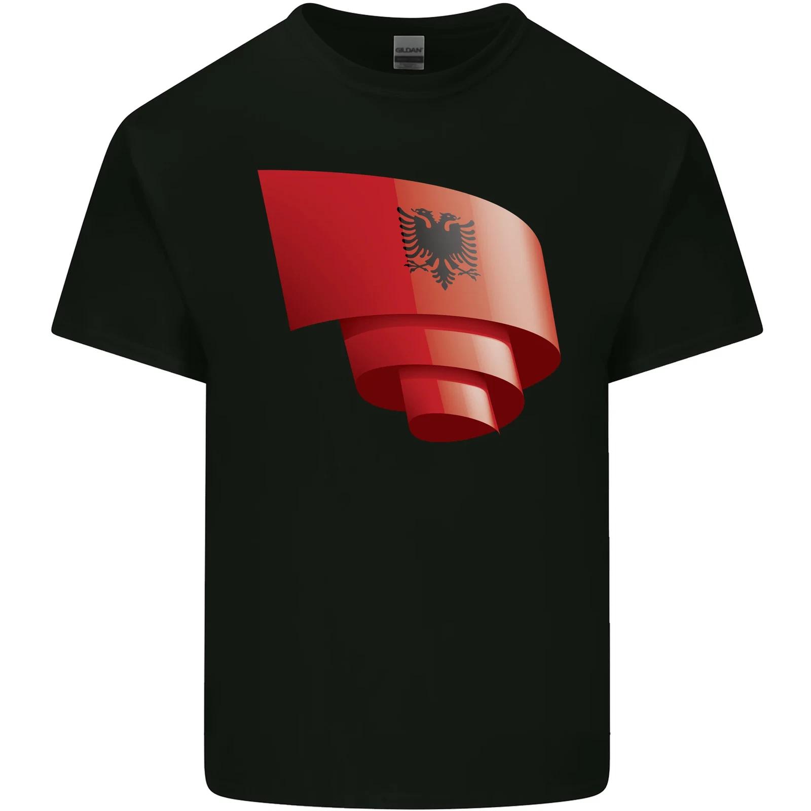 

Curled Albania Flag Albanian Day Football Kids T-Shirt Childrens S