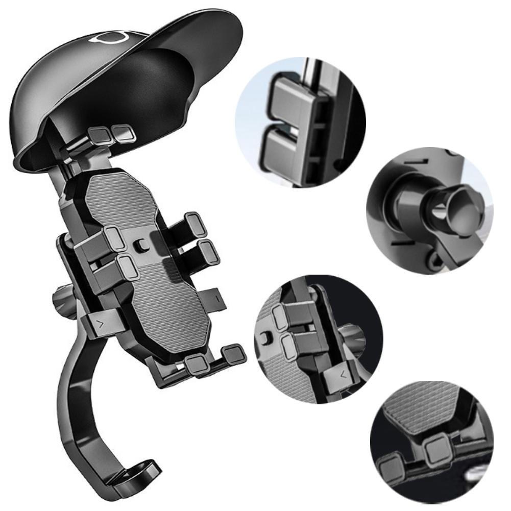 Small Helmet Rider Electric Bicycle Navigation Holder Sunshade Motorcycle Handle Mount Rainproof Bicycle Umbrella Phone Bracket