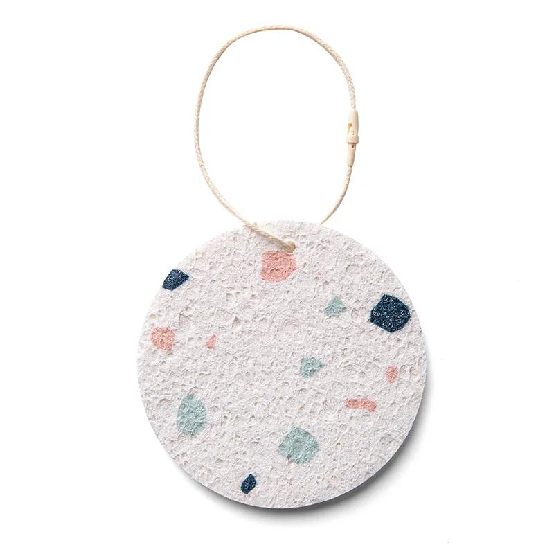 

1 шт. сжатая губчатая щетка для мытья посуды, древесная масса, протирание масляных пятен, добавлена тряпка из пены, бытовые чистящие средства, подвесная веревка для хранения 8.5*8.5cm белый