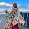 Travel large shawl women's imitation cashmere with double-sided cape geometric pattern fringe air-conditioning room cape summer