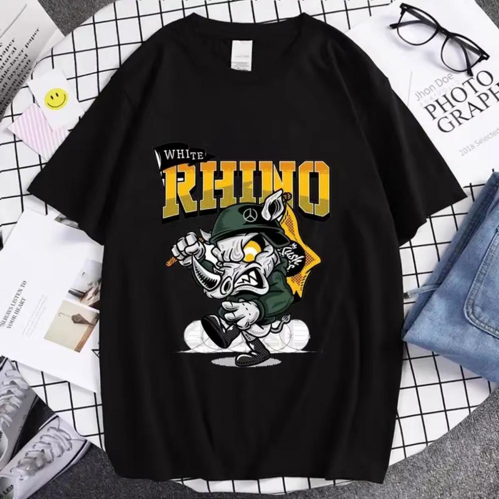 Funny Cartoons T Shirt Men Classic Black T-shirt Summer short sleeve Cotton Men Clothing Oversized Y2K Streetwear Fashion Top