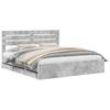 Bed Frame with Headboard Concrete Gray 180 X 200 Cm Engineered Wood