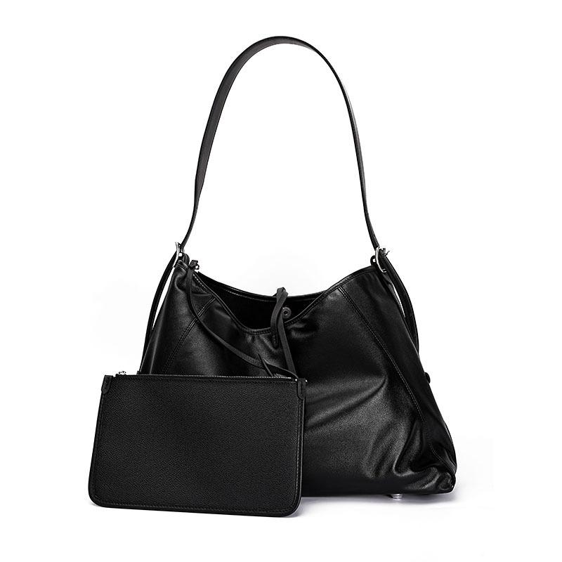 Leather underarm bag New casual large-capacity shopping underarm bag One shoulder women's bag Fashion texture Cowhide tote bag