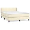 Sommier avec matelas - MAISON EXCLUSIVE - 140x200 cm - Similicuir crème - Ressorts ensachés - Tête de lit réglable