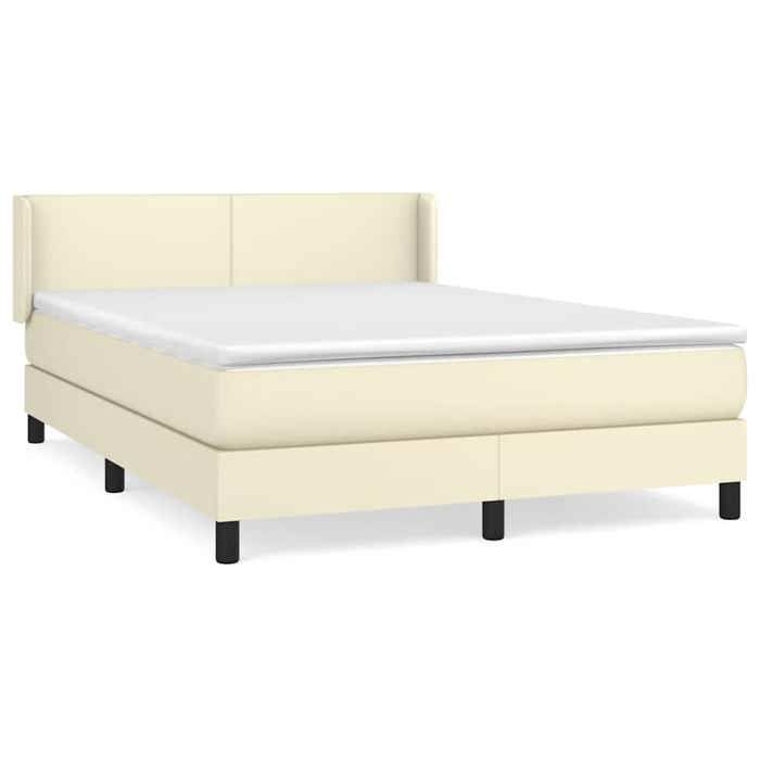 Sommier avec matelas - MAISON EXCLUSIVE - 140x200 cm - Similicuir crème - Ressorts ensachés - Tête de lit réglable