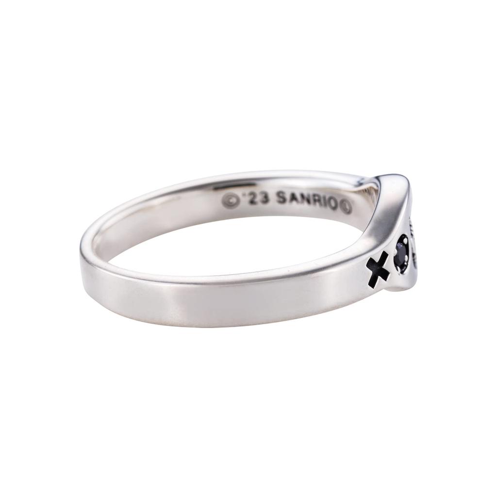 White Clover Badtz-Maru Sanrio Characters Ring, Silver 925 with Cubic Zirconia, Smoked, Size 13, SABB30-R001SV