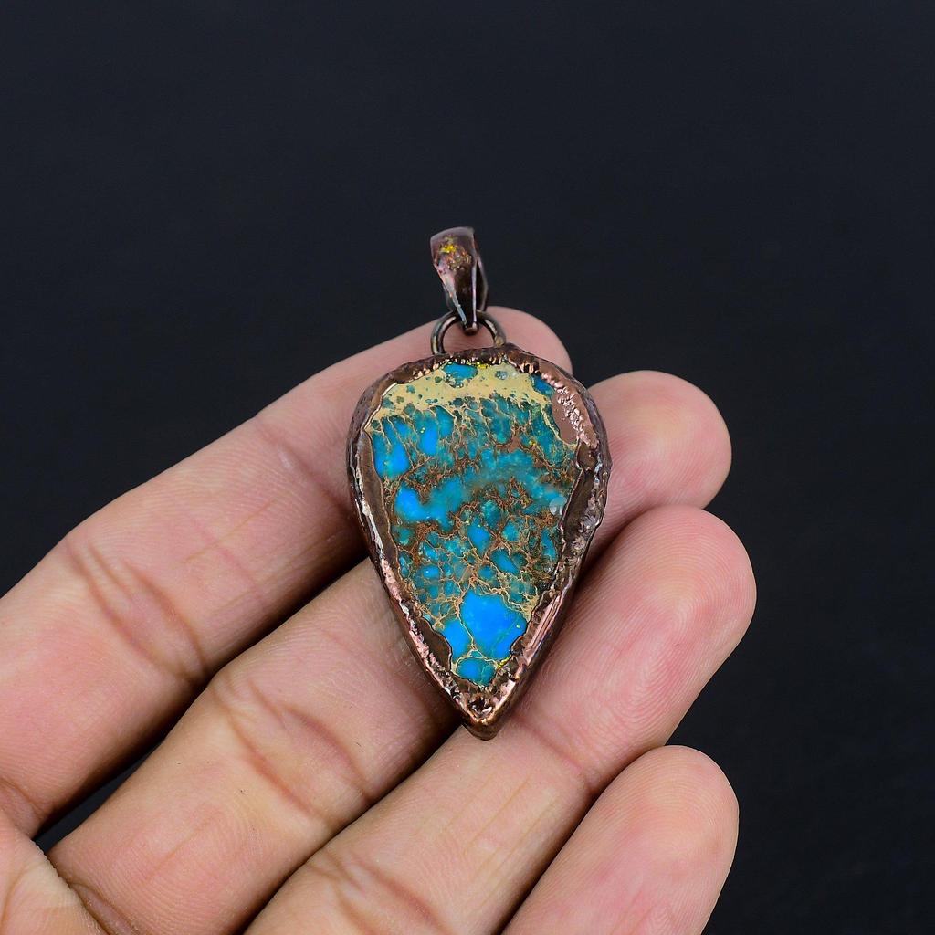 Sea Sediment Copper Electroformed Pendant, Handmade Gemstone Pendant Jewelry, Gifts For Wife Brand New Pendant