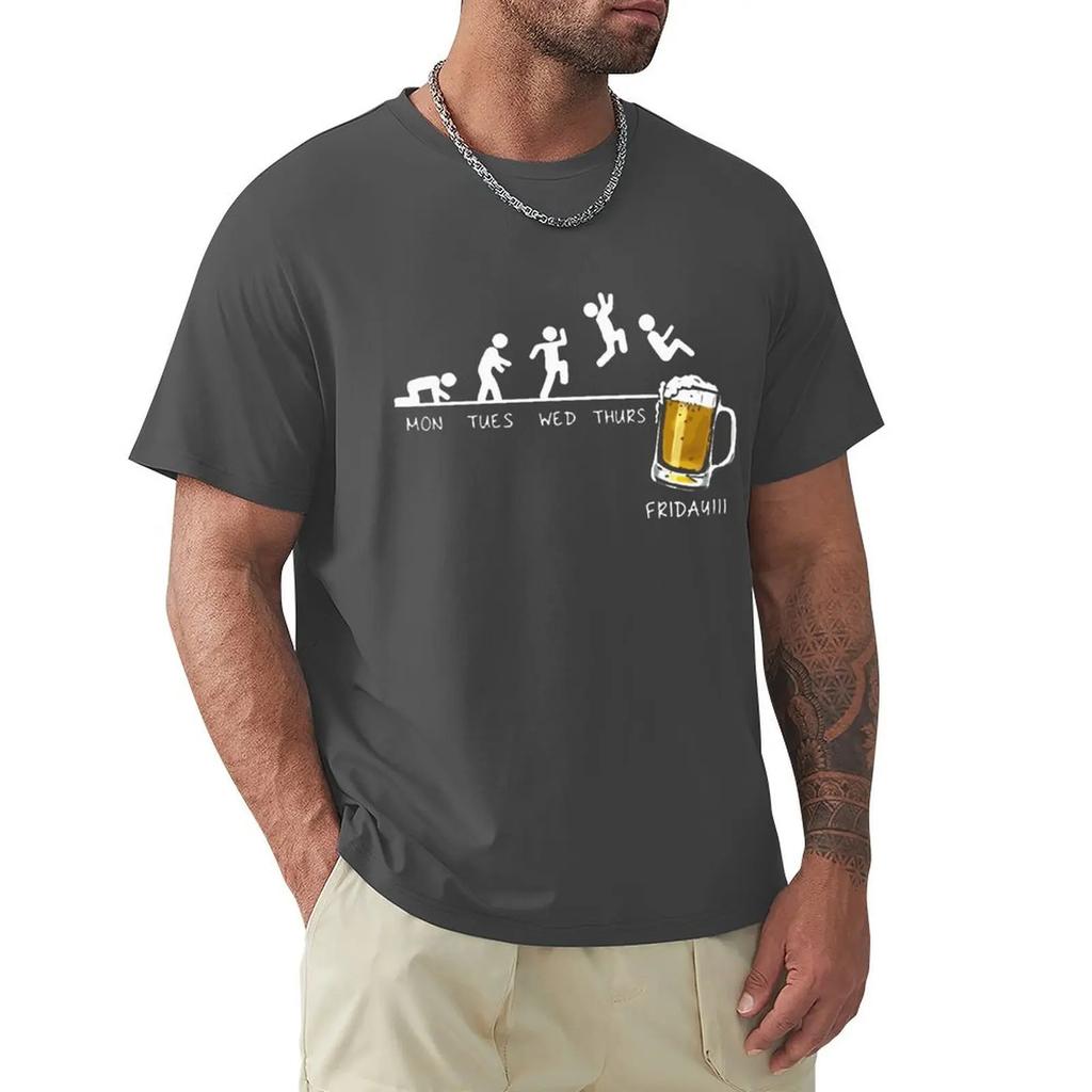 Friday Beer Drinking Men T Shirt Time Schedule Funny Monday Tuesday Wednesday Thursday Digital Print Cotton T-Shirt