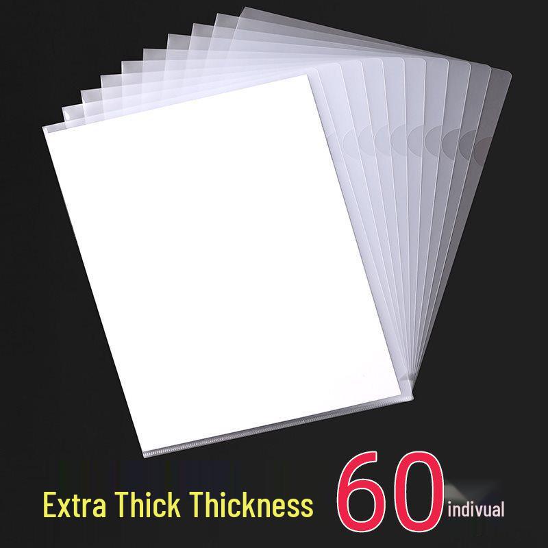 A4 Transparent L-Shaped Folder - Thickened Single-Page Sleeve and Organizer