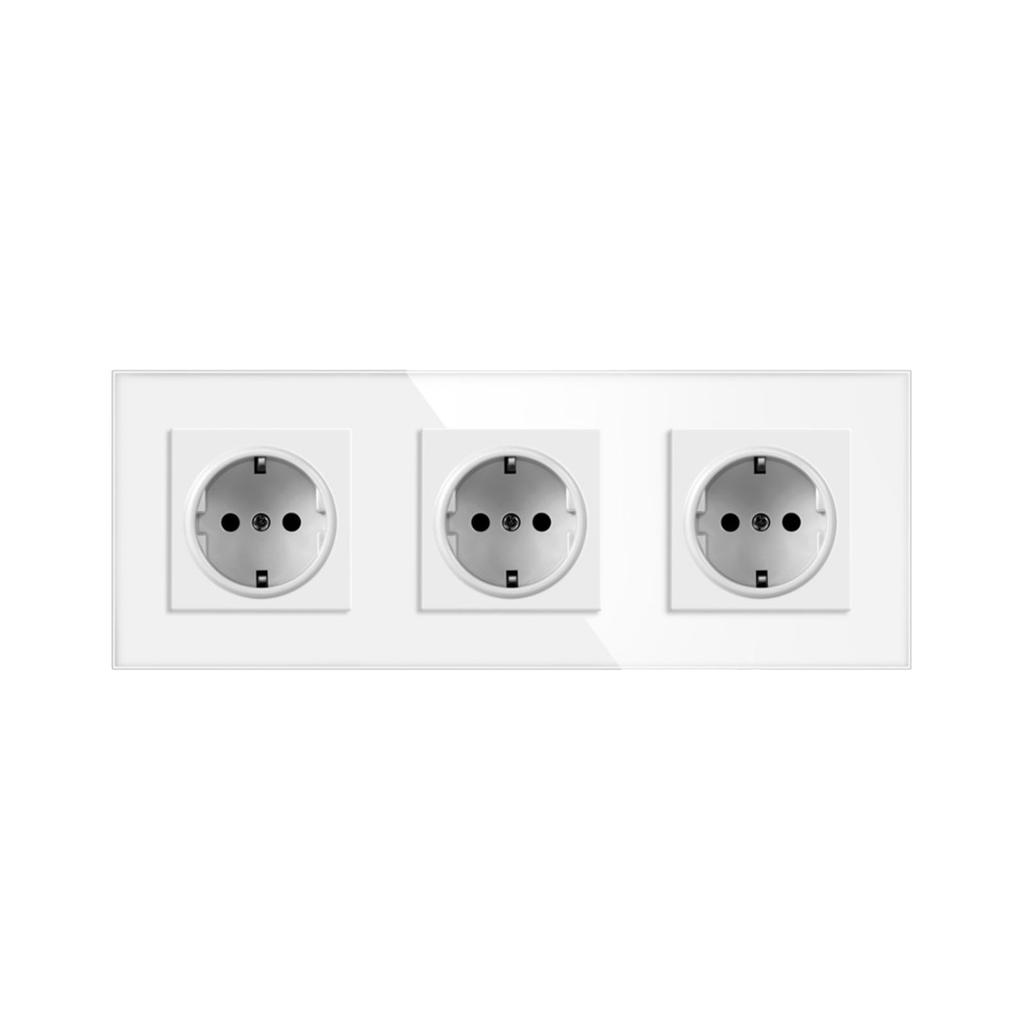 European Standard USB Wall Socket Tempered Glass Panel Socket Household Concealed Round Box Installation Socket Batch