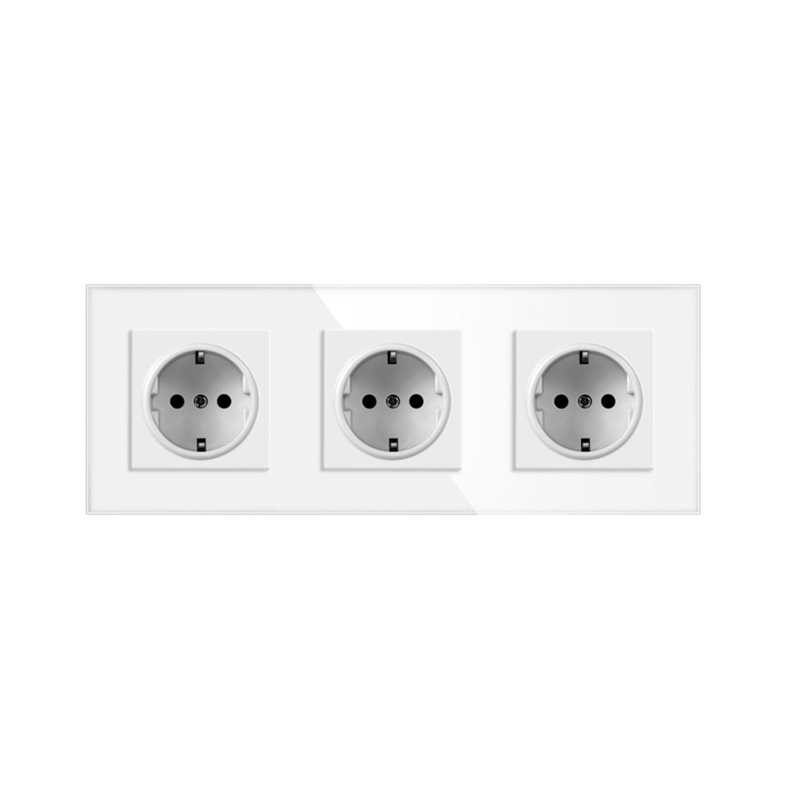

European Standard USB Wall Socket Tempered Glass Panel Socket Household Concealed Round Box Installation Socket Batch One Size