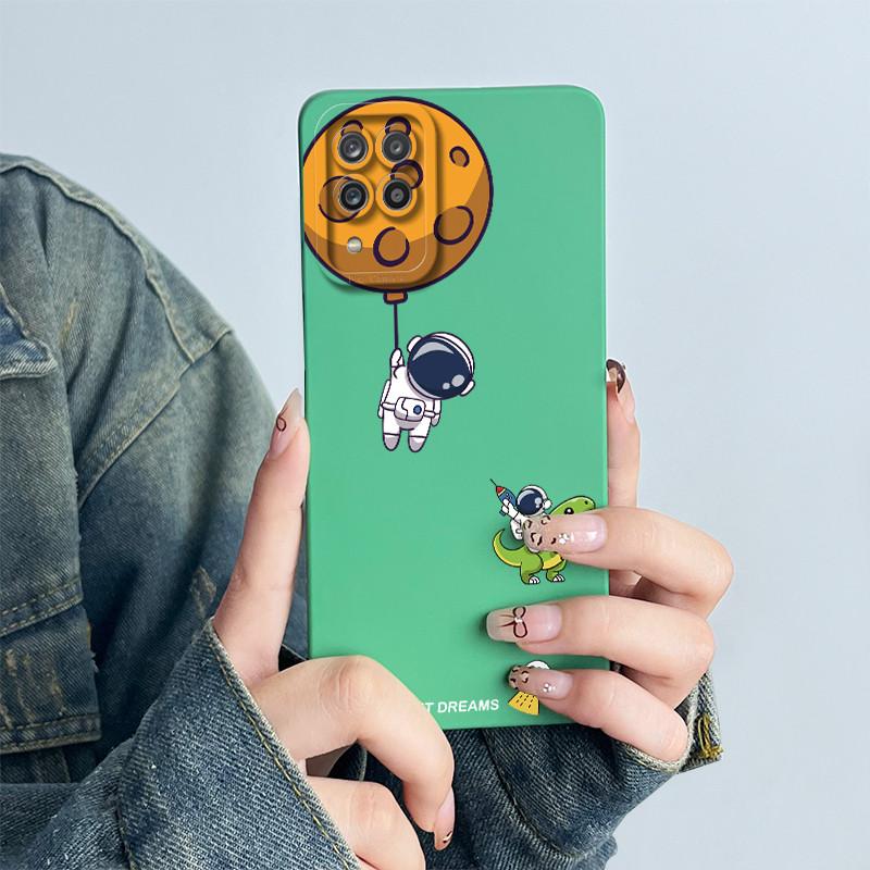 For Samsung Galaxy A12 M12 F12 4G 5G Case Astronaut Cover Soft Liquid Silicone Phone Funda Shell For SamsungA12 A 12 Phone Bags