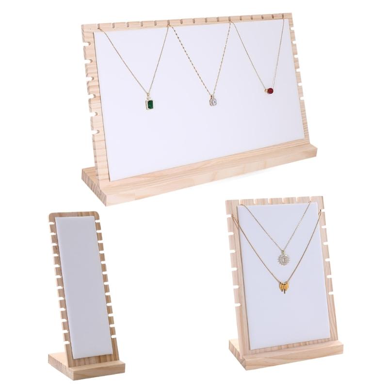 Pack of 3 Natural Wood Jewelry Organizers Stand for Necklace and Bracelet Presentation in Shops or Homes