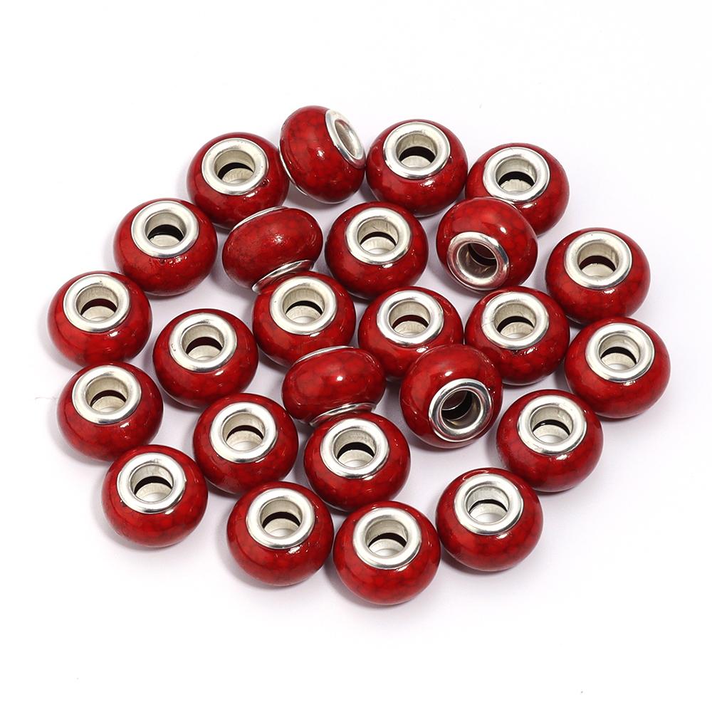 20pcs/lot Resin Beads 14mm Colorful Turquoise Lines Large Hole Spacer Beads For Jewelry Making DIY Necklace Bracelet Accessories