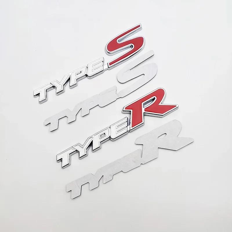 3D Metal Type-S Type-R Car Rear Trunk Emblem Badge Sticker R Car Styling Accessories