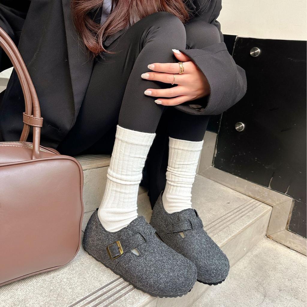 Grape mother autumn new warm and velvet inner height increase fluff half drag outer wear platform women's shoes autumn and winter
