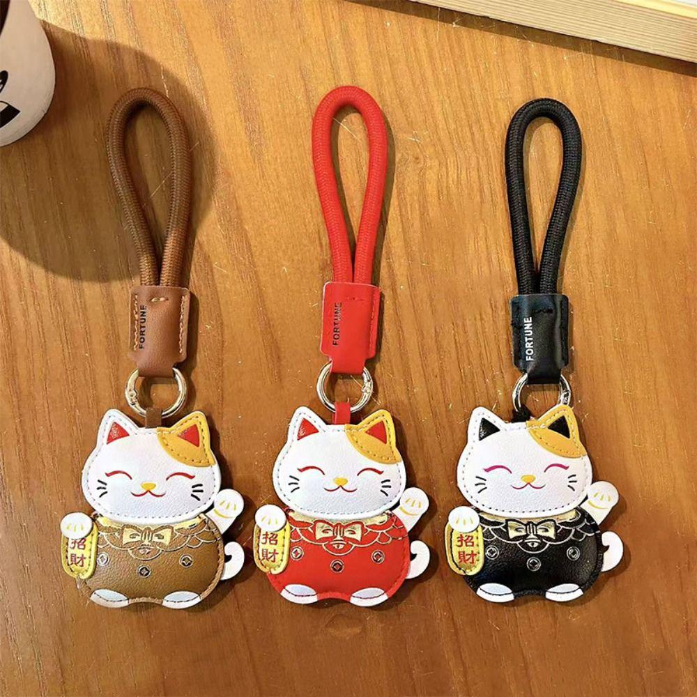 Cartoon Maneki Neko Pendant Get Rich Horse Year Pendant Funny Car Keychain Home Decor