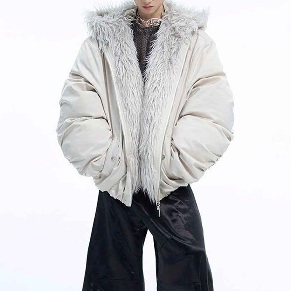 Giacca Invernale da Uomo Patchwork Peloso con Cappuccio Giacca di Cotone Moda Casual Outdoor Versatile Comodo Capo d'Abbigliamento Esterno