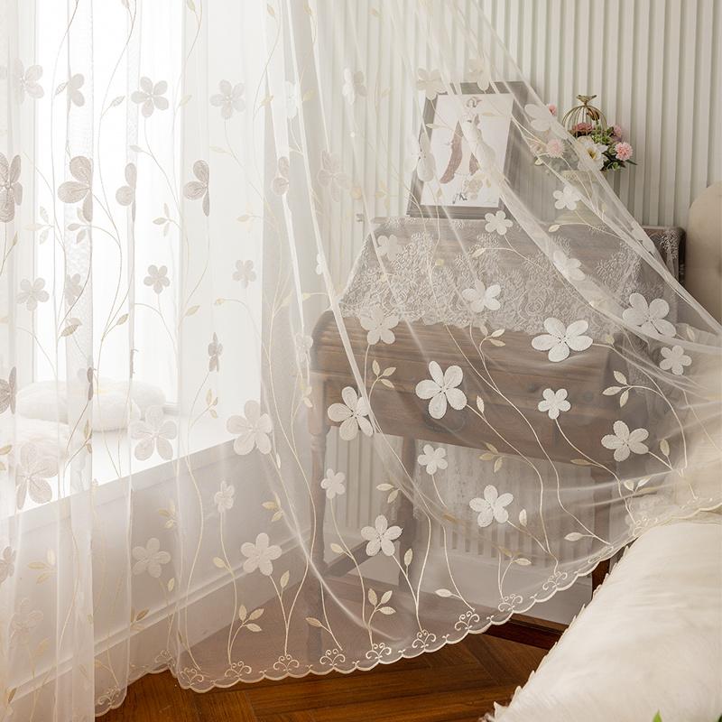 

Вышитые рельефные шторы с европейско-американским цветочным узором, прозрачные кулиски для сезонного украшения, для спальни, гостиной 200*270CM