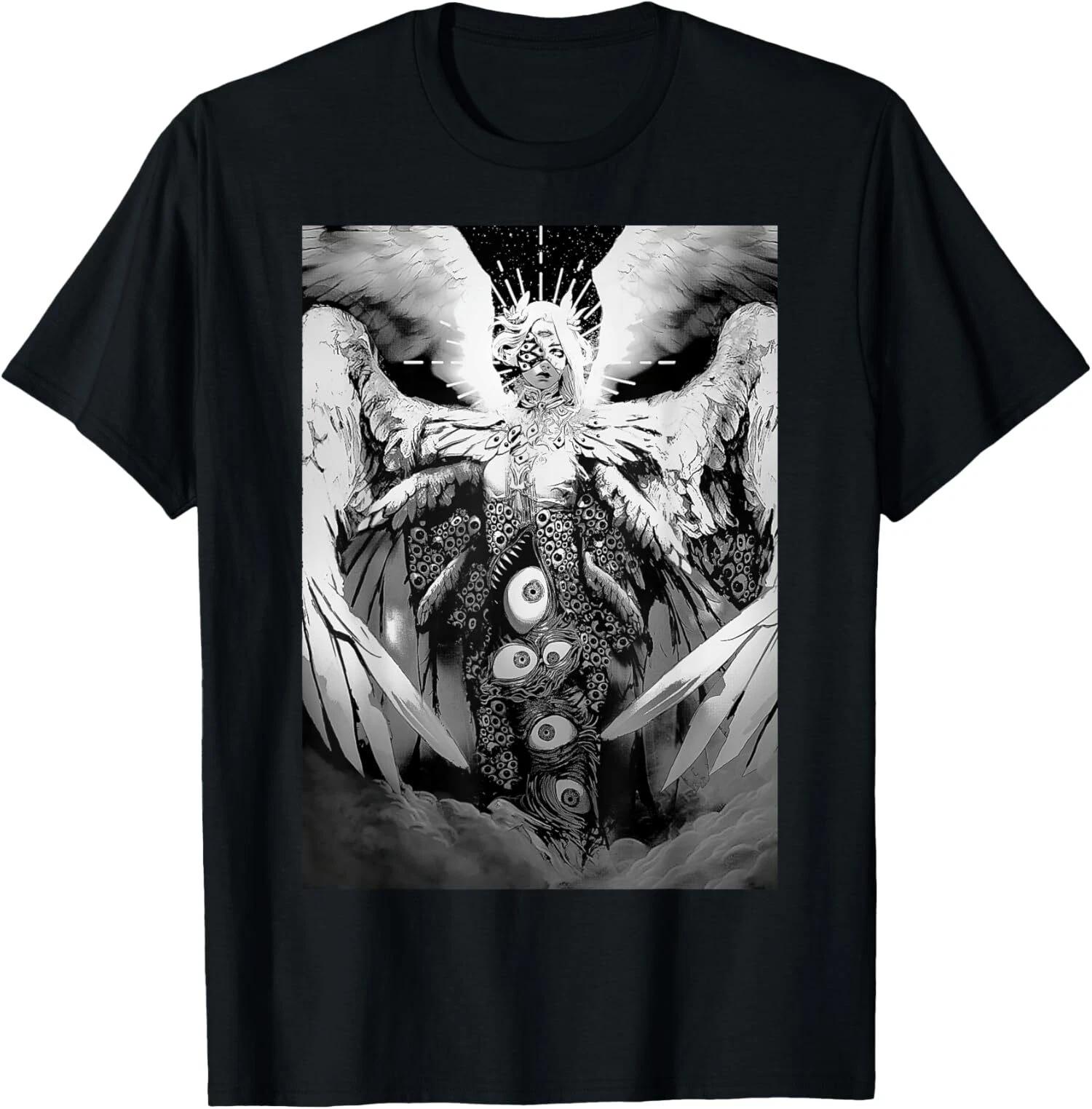 NEW LIMITED Creepy Manga Biblical Angel Scary Eyes Horror Halloween T-Shirt XS