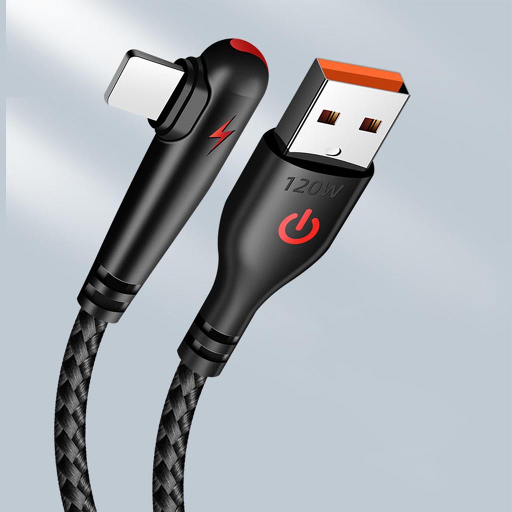 USB C To USB C Right Angle 120W Braided Right Angle USB C Cable USB C Cable Right Angle USB C Charging Cable Efficient Charging
