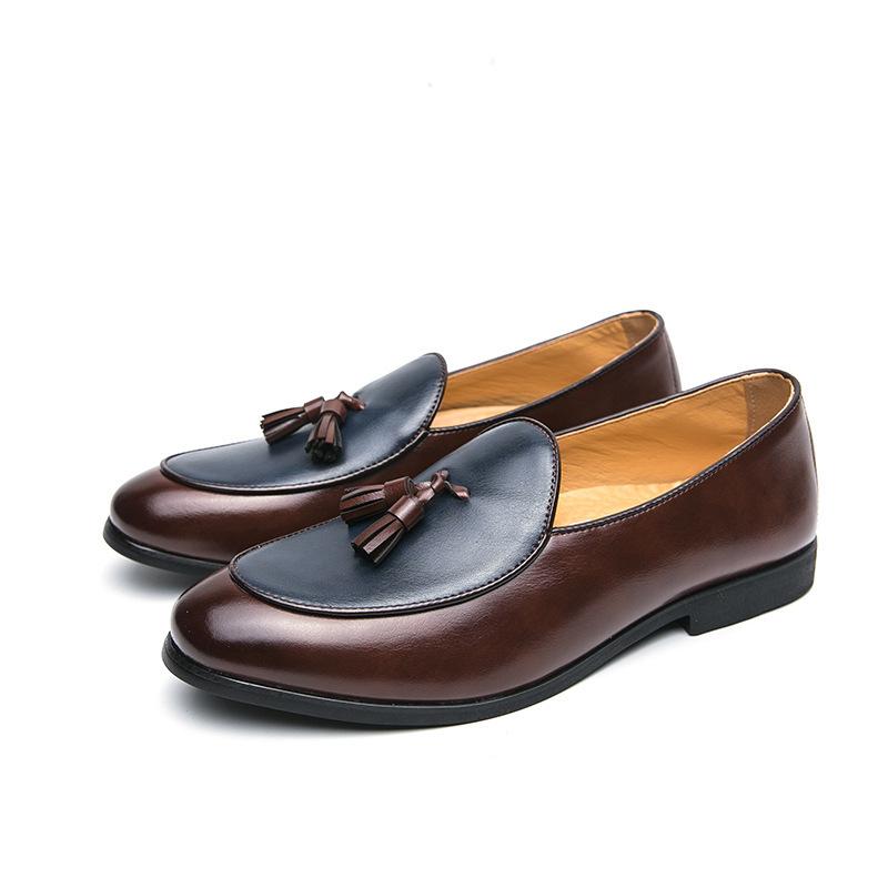 Men's Loafers Large Size New Casual Leather Shoes Fashionable Men's Foot-set Fringed Shoes Small Leather Shoes