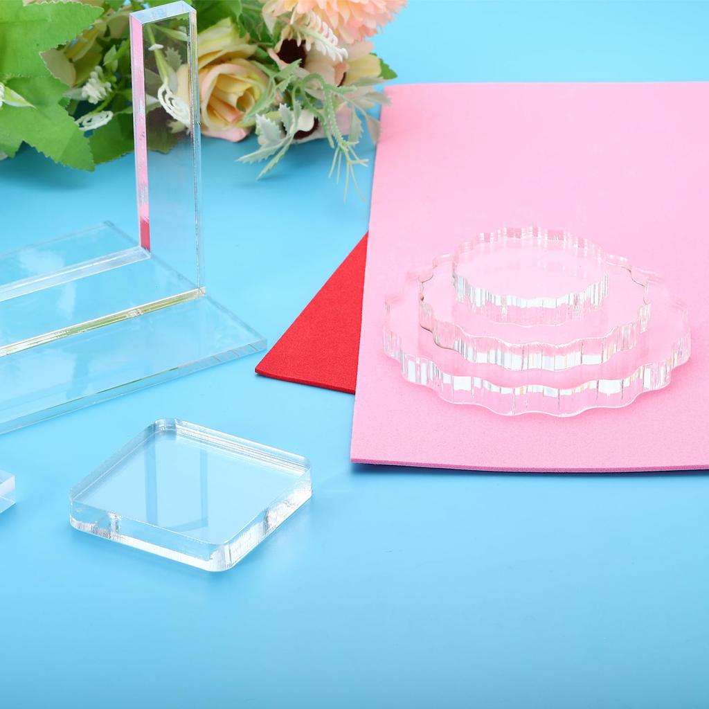 PATIKIL Acrylic Stamp Blocks with Grid Set of 2 Clear Stamp Perfect Rectangle Decorative Mounting Blocks for DIY Card Making Lines, Blocks,