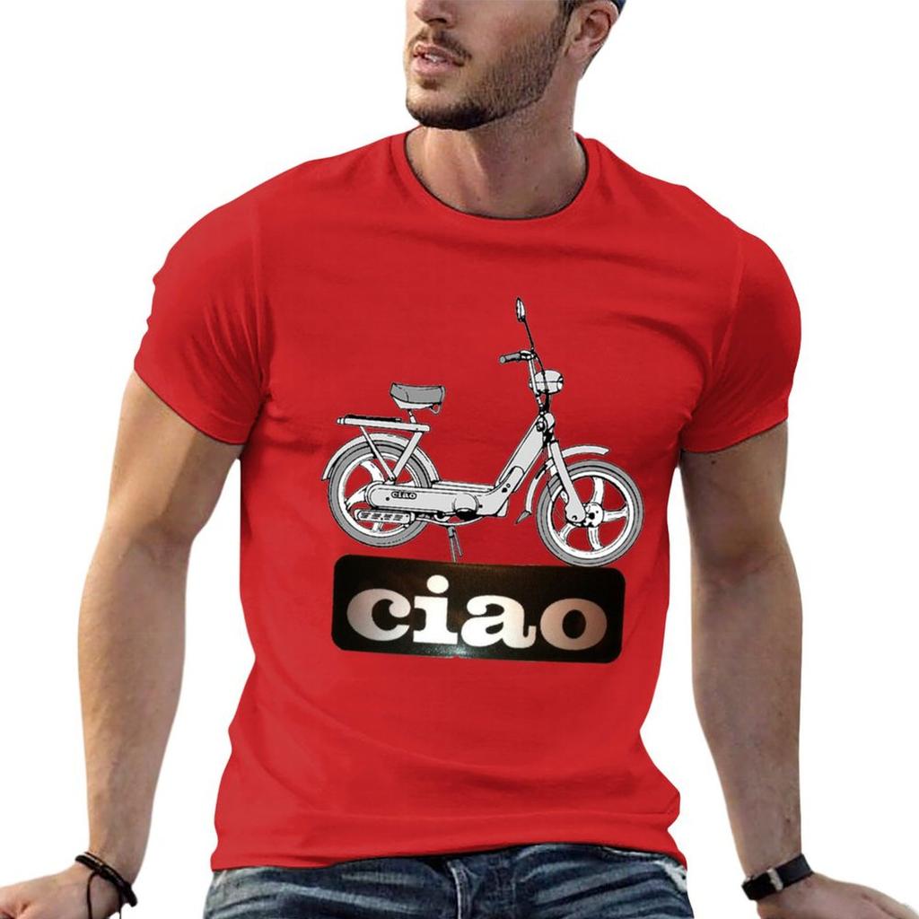 Cześć skuter biały napisz T-shirt koszulki anime koszulka męska letnie topy czarne koszulka z krótkim rękawem mężczyźni