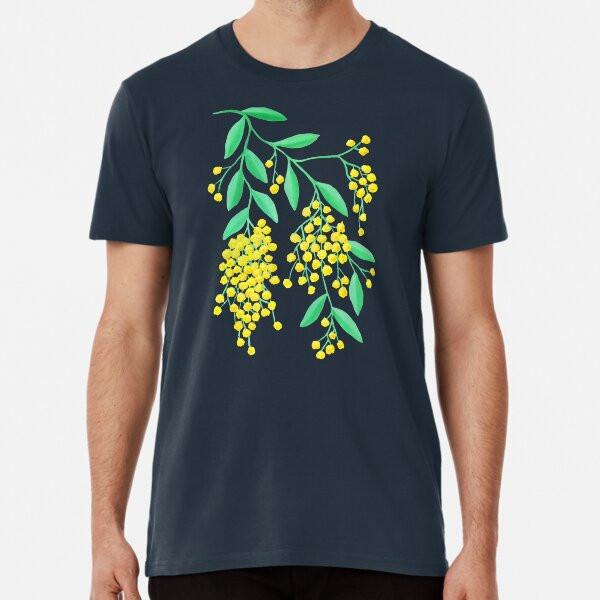 Golden Wattle | Navy Premium T-Shirt S to 5XL Made in the AU/USA T-Shirt