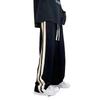 Men's Autumn Striped Patchwork Casual Pants - Hong Kong Style Trendy Loose Straight-Leg Wide-Leg Long Pants for Teenagers
