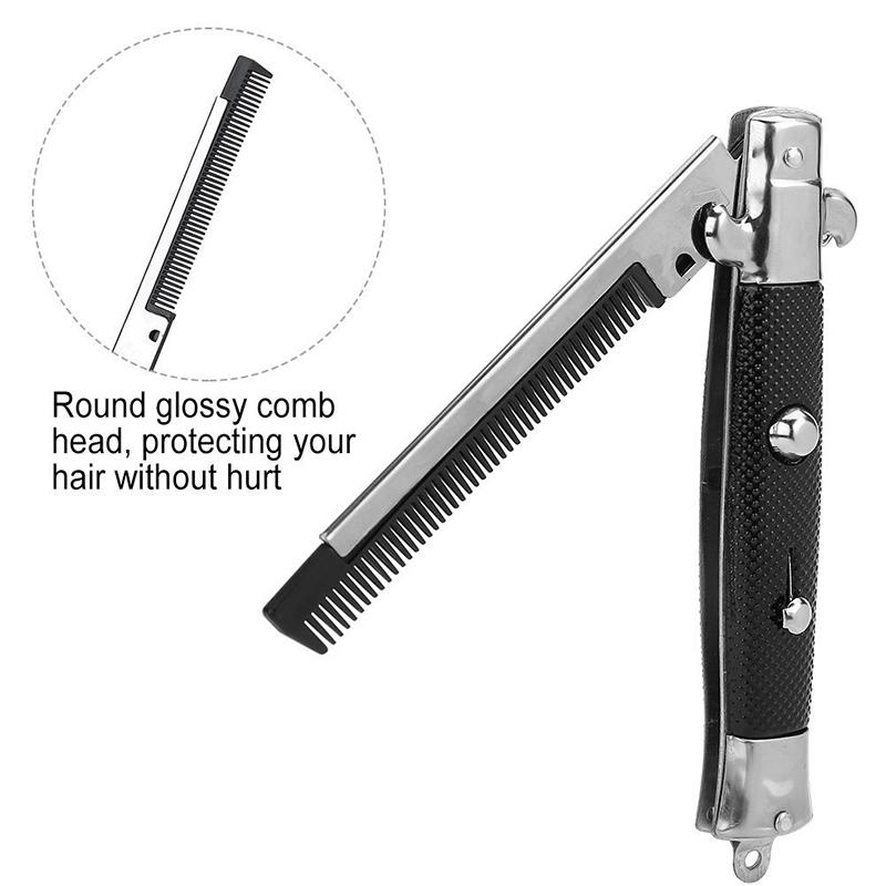 Folding Spring Comb Automatic Combs Foldable Knife Brushes Hair Trimmer Comb Brush Accessories Men'S Pocket Knife Comb