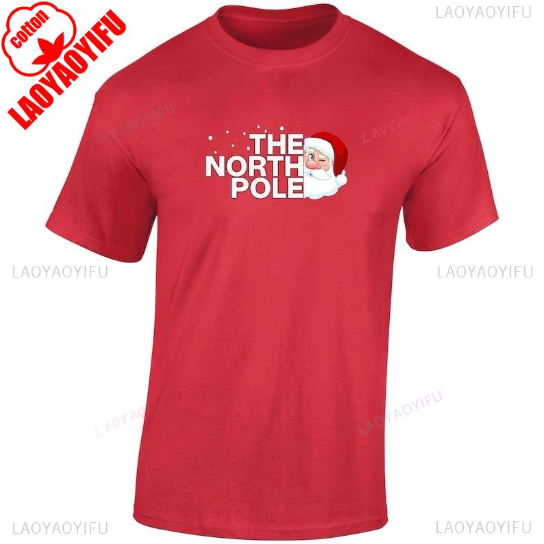 New in Tops  Tees The North Pole Santa Christmas Shirt Xmas Funny Unisex Cotton Tshirt Harajuku  Graphic T Shirts Short Sleeve