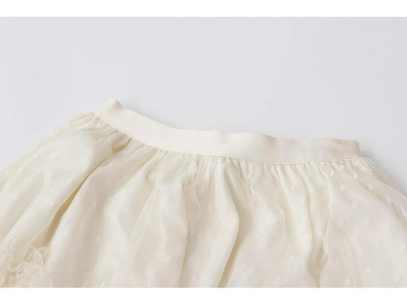 Irregular Wood Ear Lace Polka Dot Mesh Skirt – Women's Autumn/Winter French Style Fluffy Long Cake Skirt