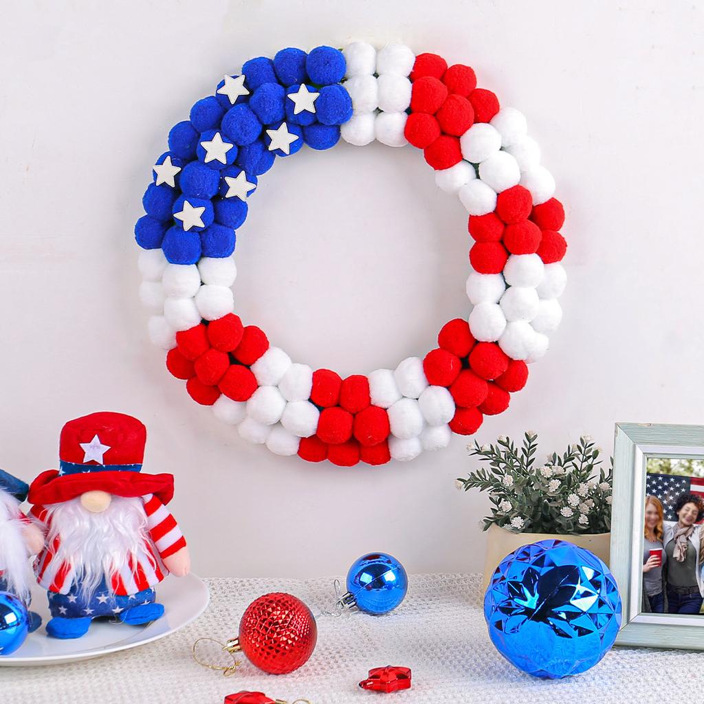 Creative Independence Day Atmosphere Wreath Door Hanging Outdoor Courtyard Decoration Vine Circle Festival Party Wall Hanging
