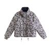 European printed thickened short down cotton clothes women's clothing winter large size slim temperament age-reducing cotton clothes jacket