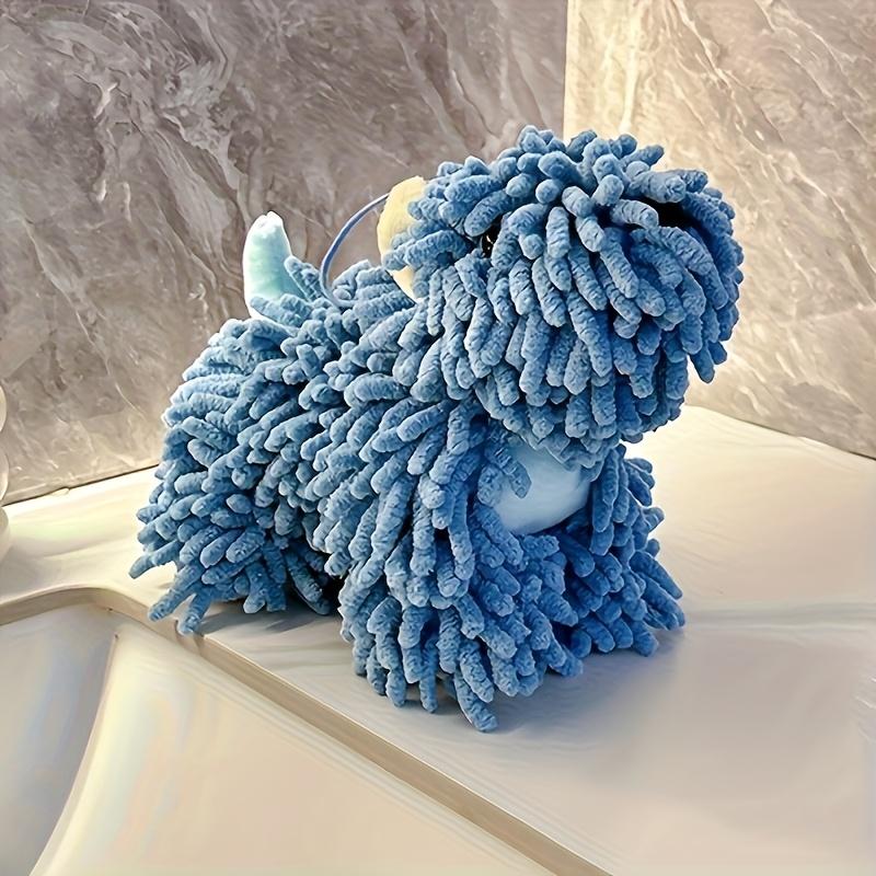 

Cute Puppy-Shaped Coral Fleece Hand Towel-Wall-Mounted Absorbent Kitchen & Bathroom Towel with Hooks Soft Pet-Themed Decorative 18x25x15cm синий